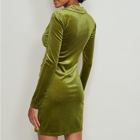 SIZE SMALL VELVET LIME GREEN DRESS: CIDER - Picture 4 of 4